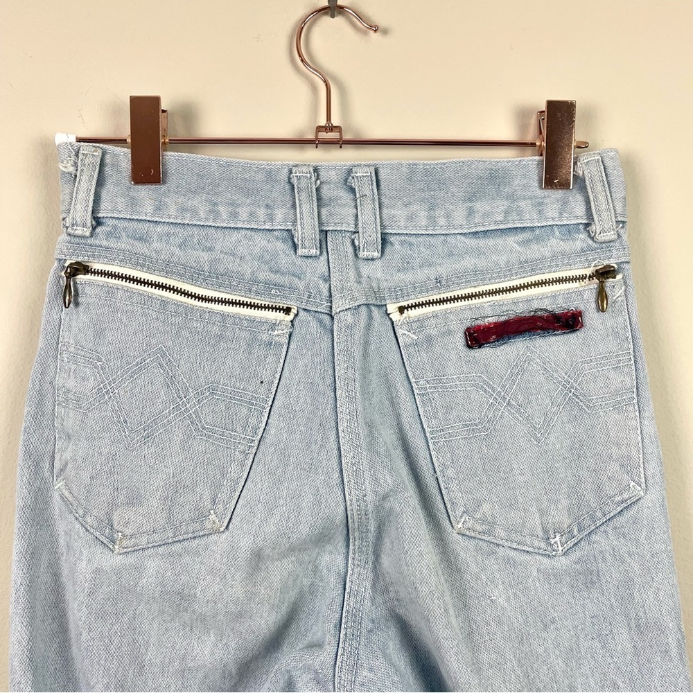 French Star Vintage 70s Jeans High Rise Light Wash Zipper Back Pocket Size 27‎ - Picture 11 of 16